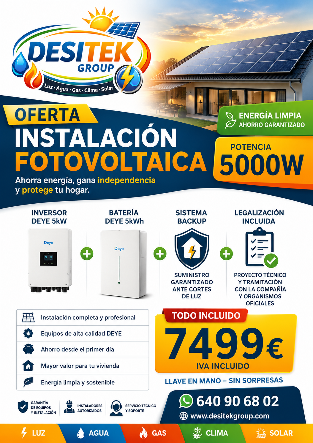 Oferta instalación fotovoltaica 5000W
